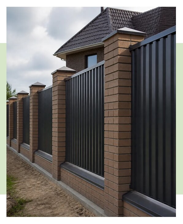 Забор с кирпичными столбами в Шумерле по цене от 9234 р. | ЗаборЭксеперт-Шмр